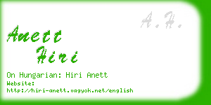 anett hiri business card